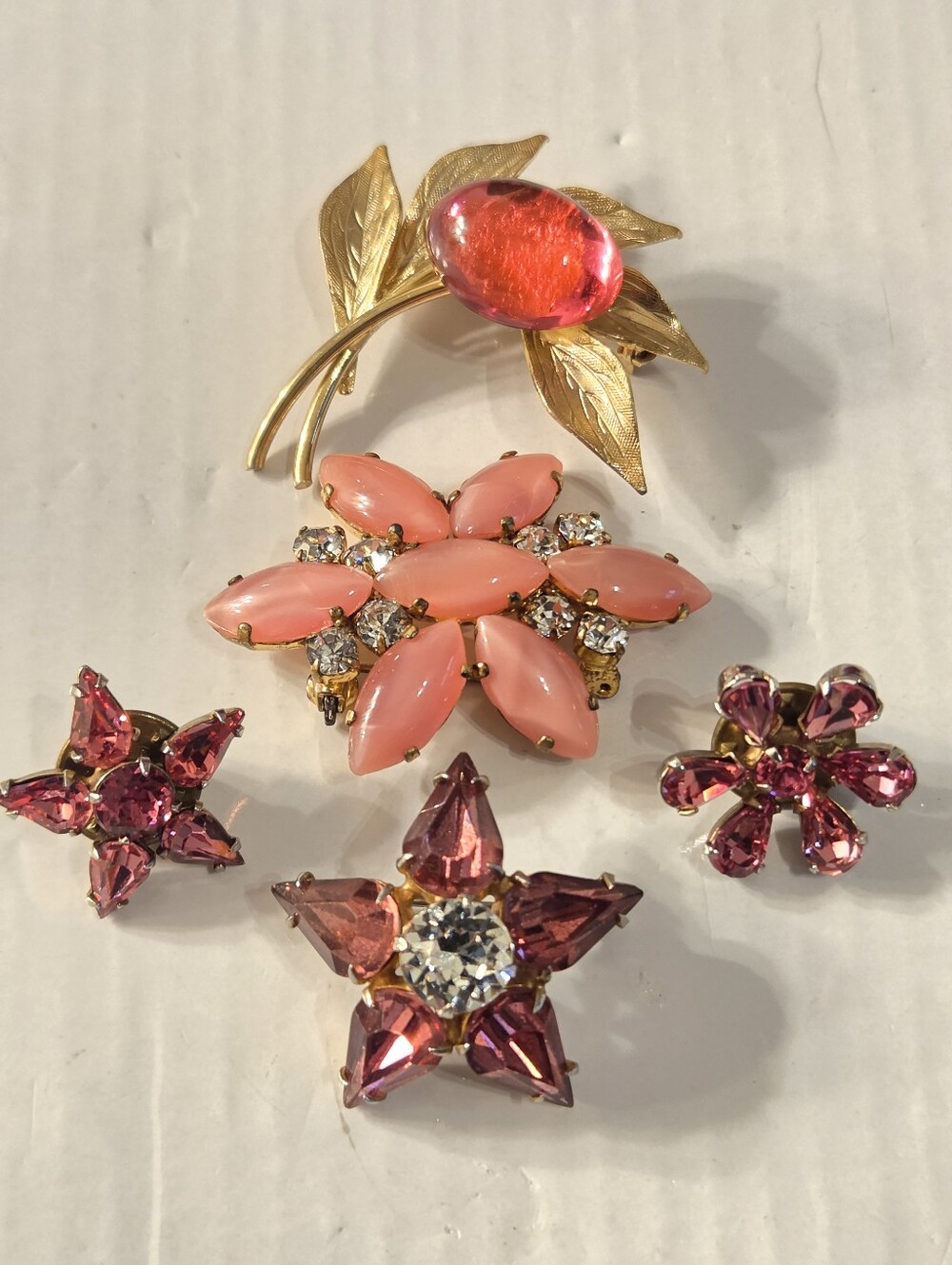 Pink and Gold Floral Pin and Brooch - Women Jewelry